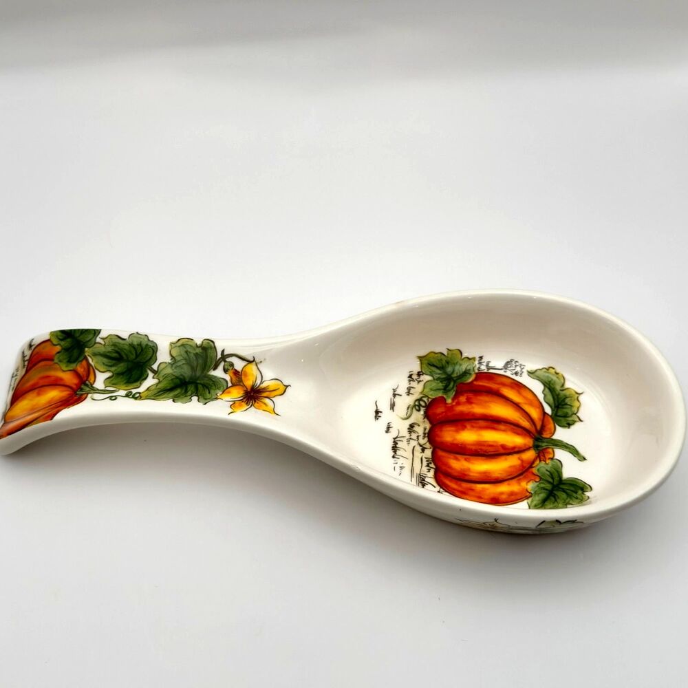 Maxcera Pumpkin Flower Spoon Rest Autumn Kitchen Fall Decor Ceramic